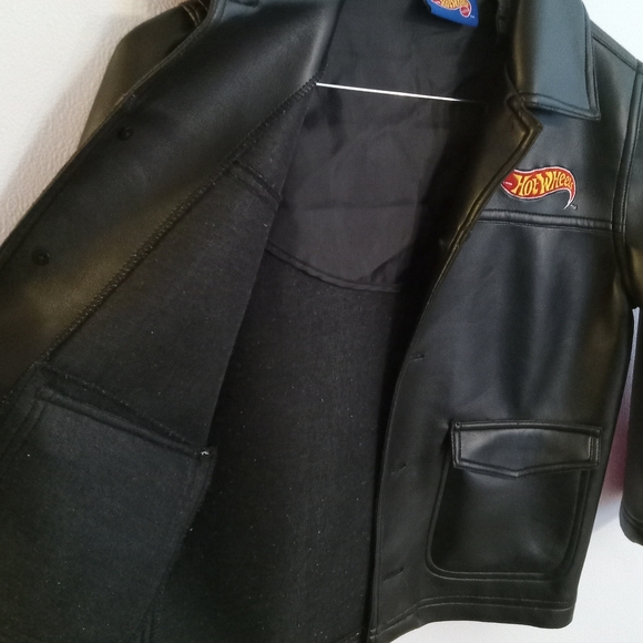 Hot Wheels Black faux leather jacket biker rocker look kids size 5/6 RARE - Picture 4 of 10